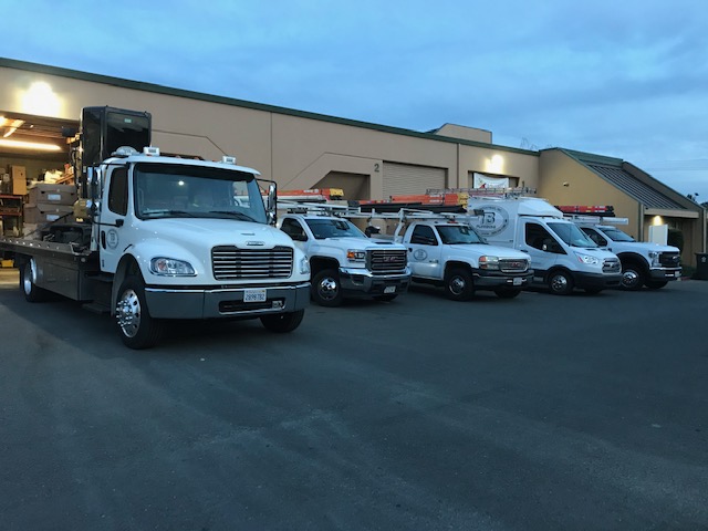 A Front Picture of The Plumbing Service Truck In The Parking